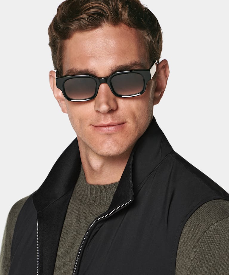 Black Reversible Light Padded Zip Vest