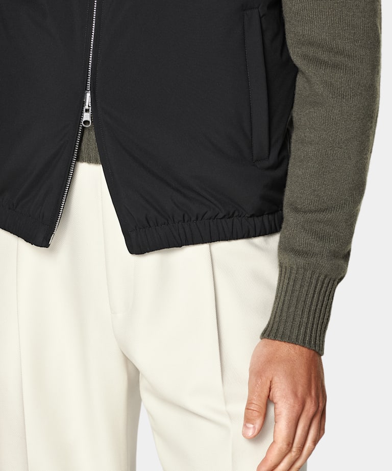 Black Reversible Light Padded Zip Vest