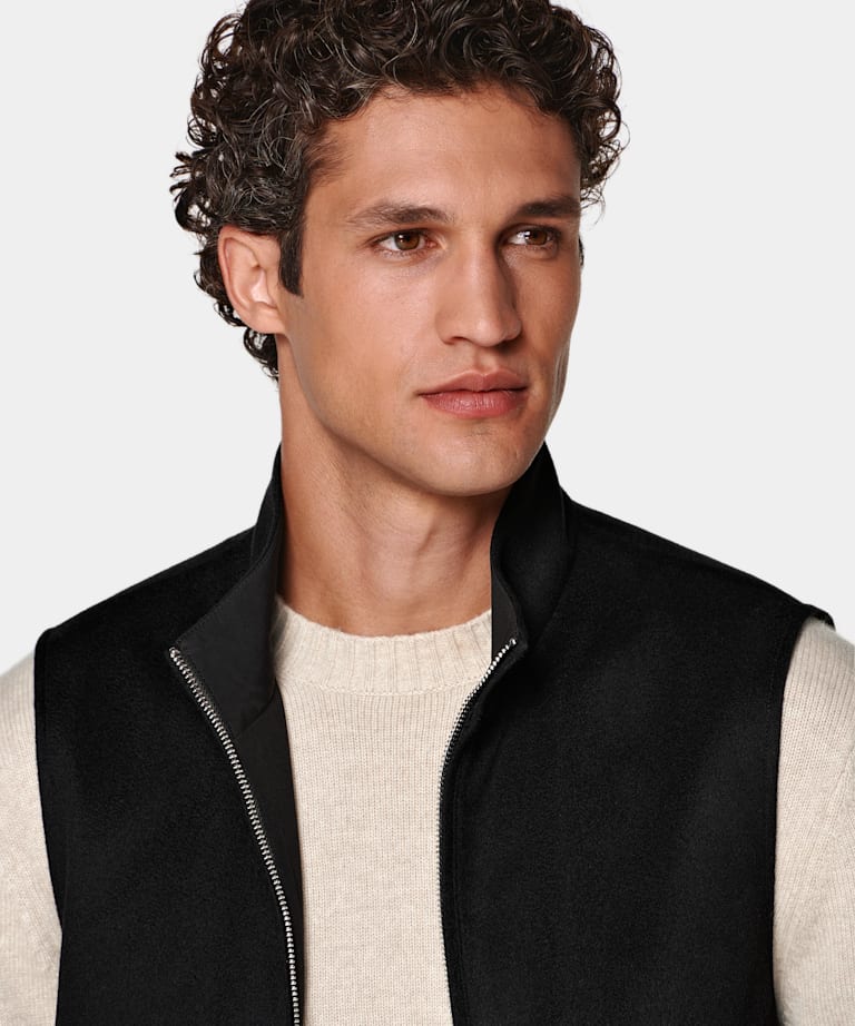 Black Reversible Zip Vest