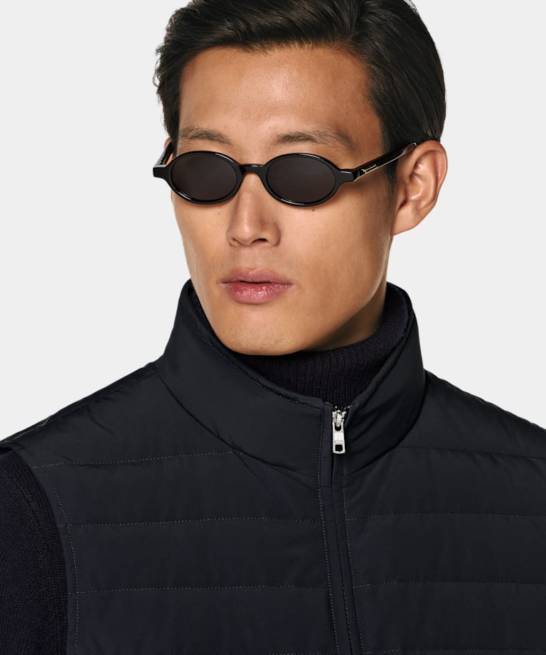 Navy Padded Down Zip Vest