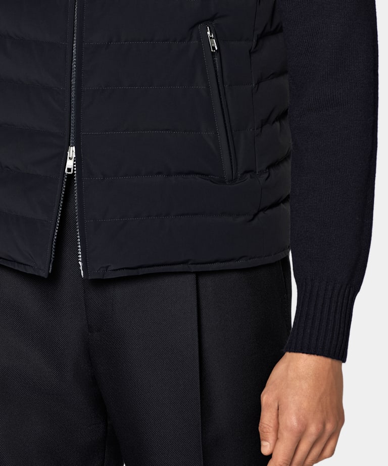 Navy Padded Down Zip Vest