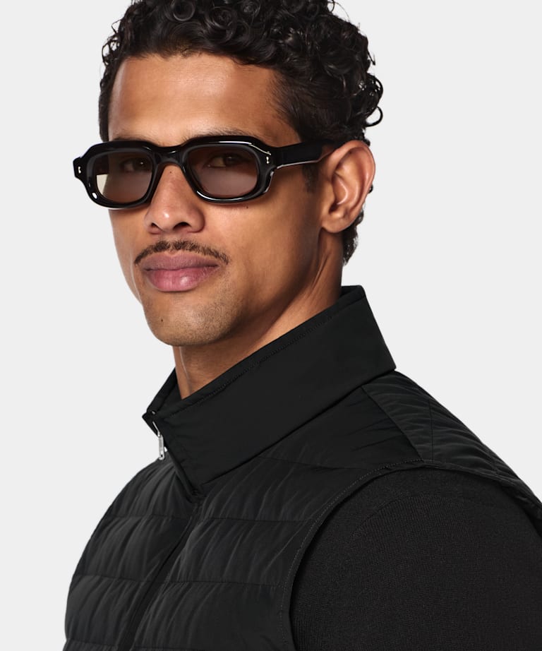 Black Down Zip Vest