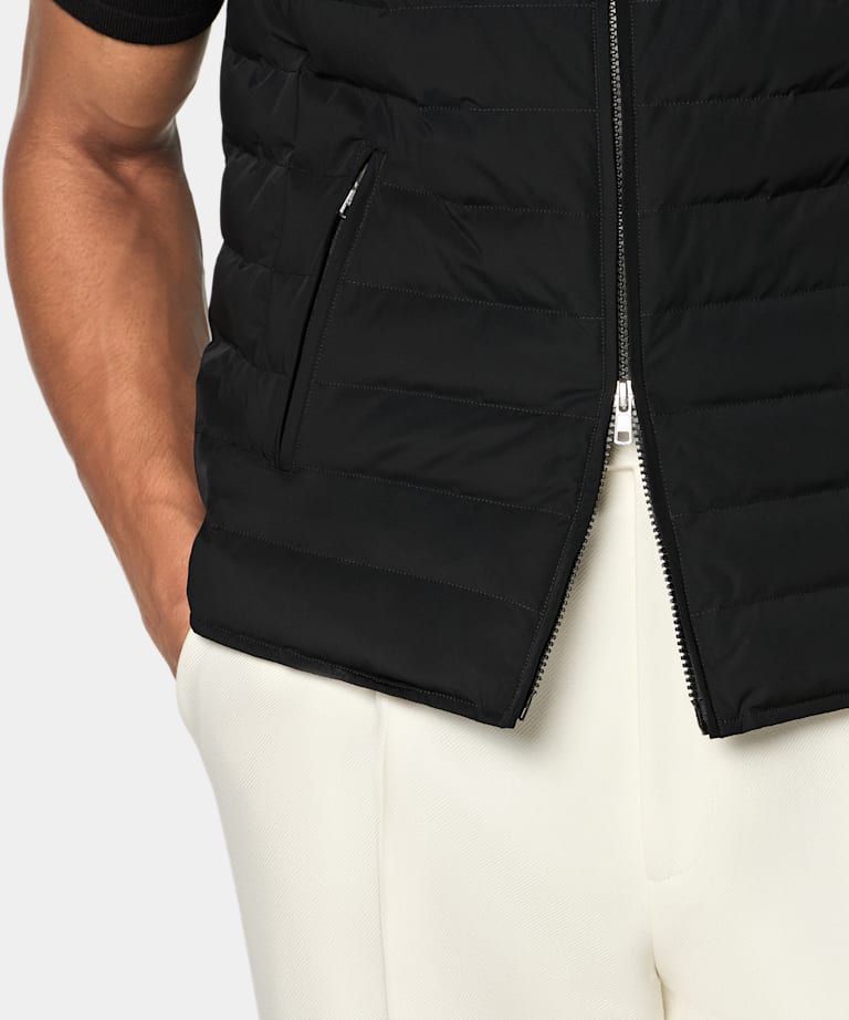 Black Down Zip Vest