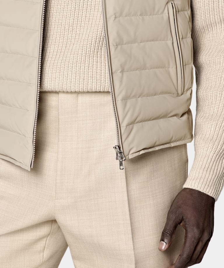Taupe Down Zip Vest