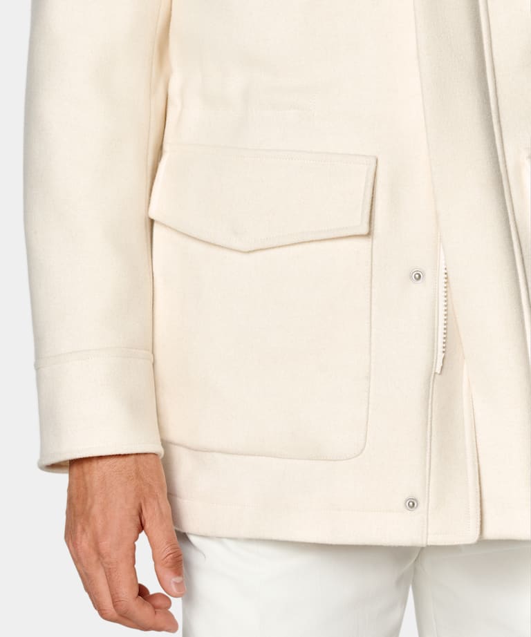 Parka acolchada color crudo