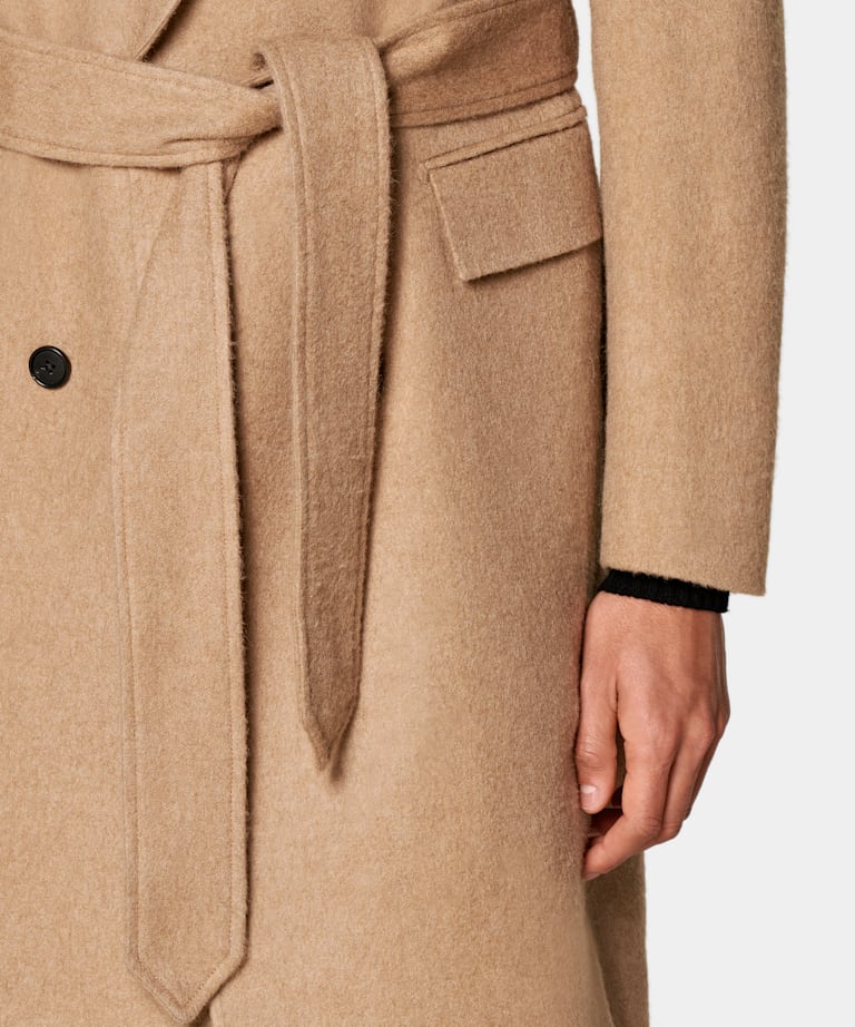 Mid Brown Belted Overcoat