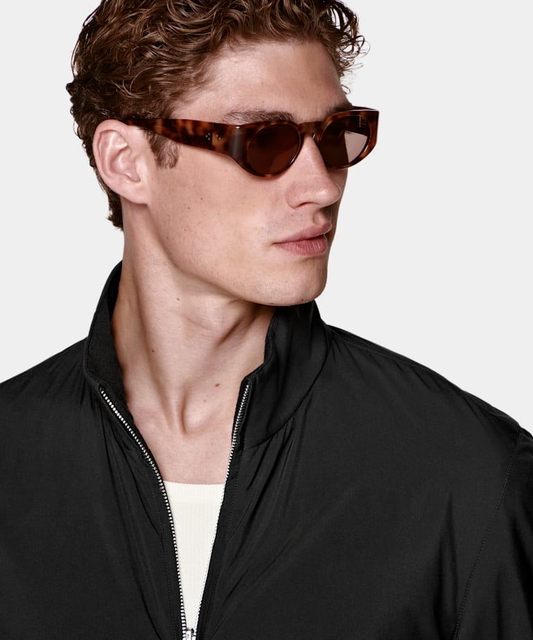 Black Reversible Bomber Jacket