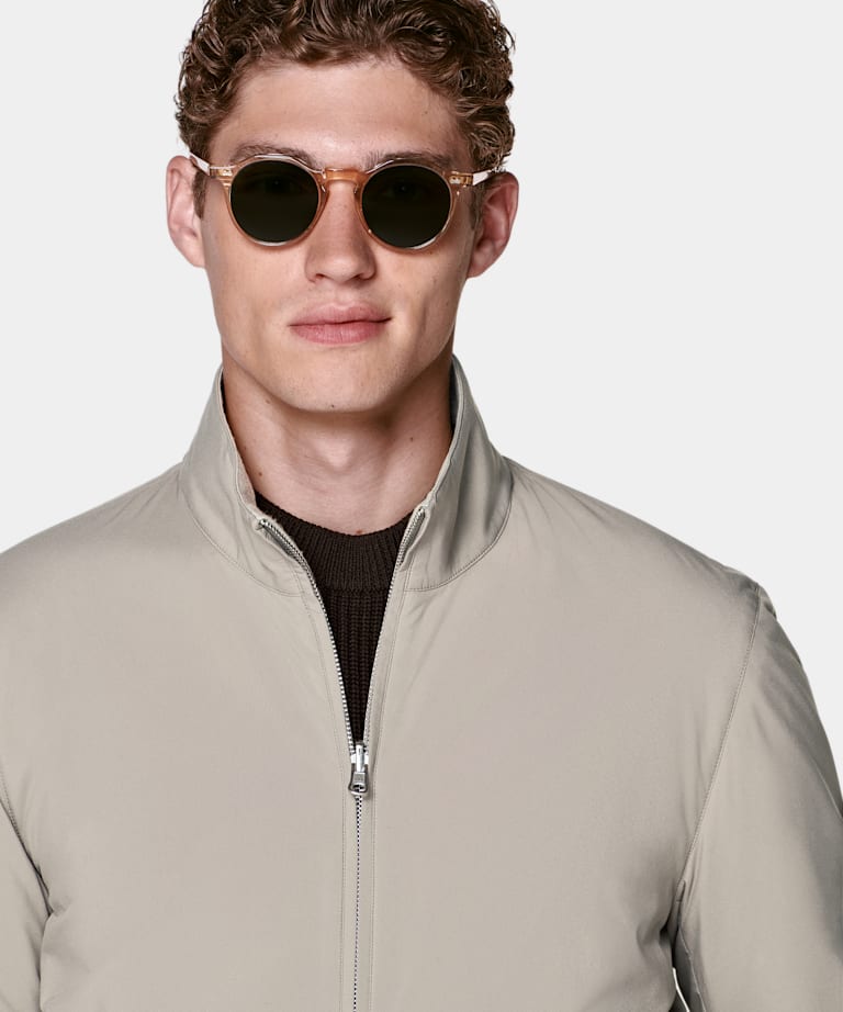 Taupe Reversible Bomber Jacket