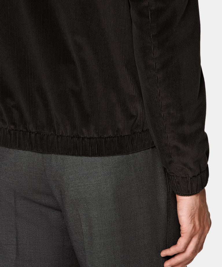 Dark Brown Corduroy Bomber Jacket