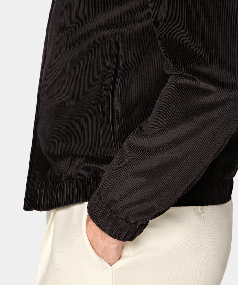 Dark Brown Corduroy Bomber Jacket