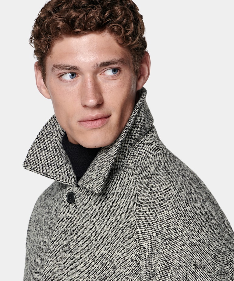 Black Relaxed Raglan Overcoat