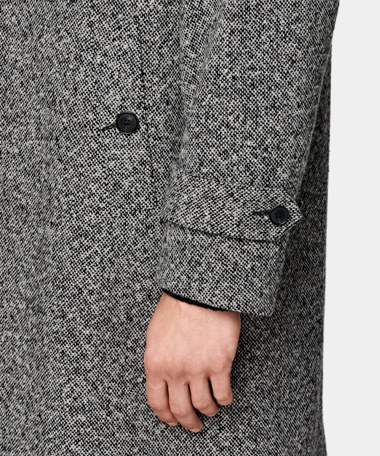 Black Relaxed Raglan Overcoat