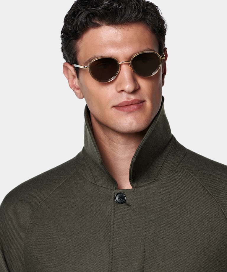 Green Relaxed Raglan Overcoat