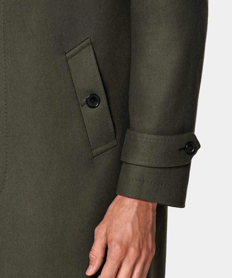 Green Relaxed Raglan Overcoat