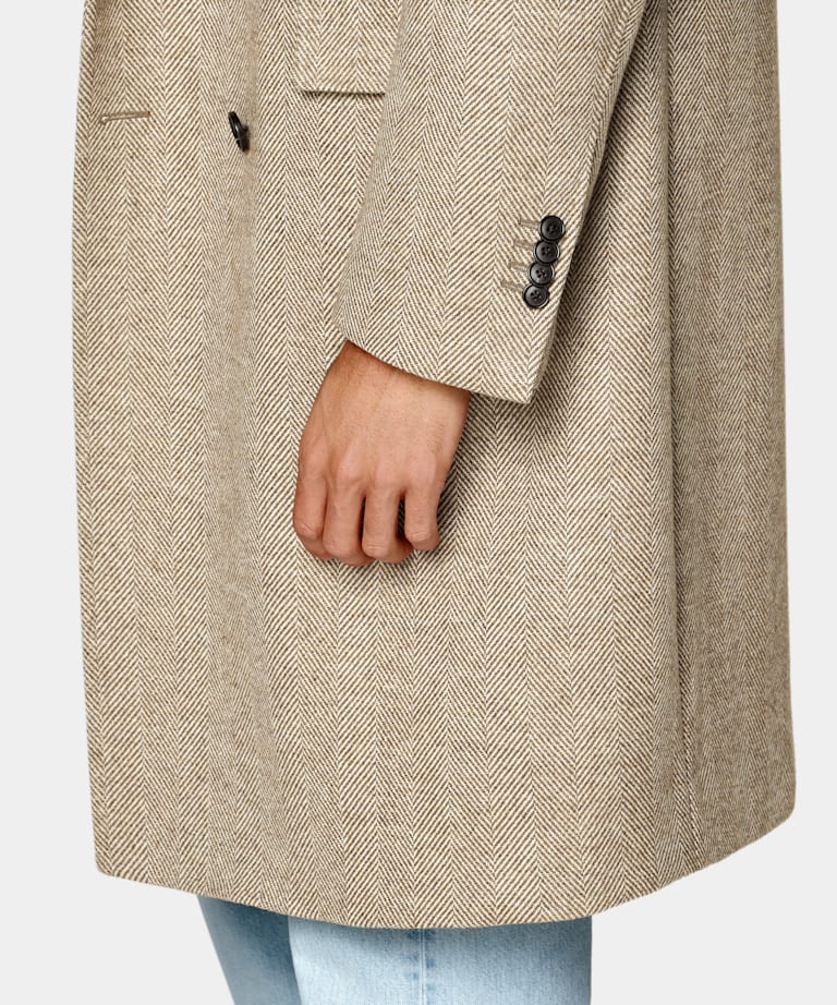 Green Herringbone Overcoat