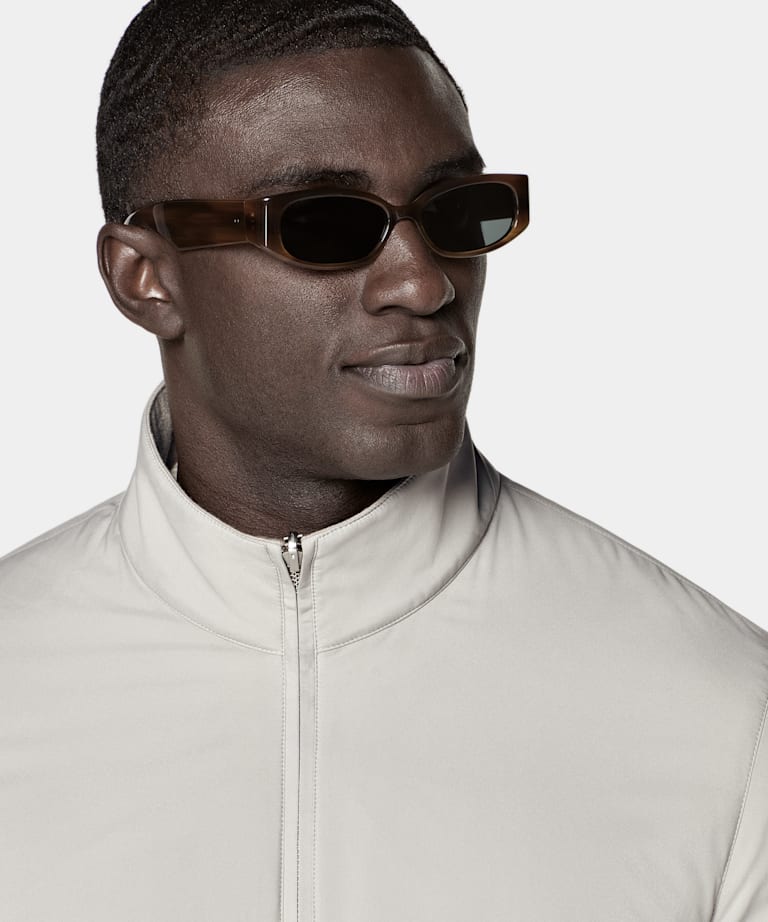Taupe Reversible Bomber Jacket