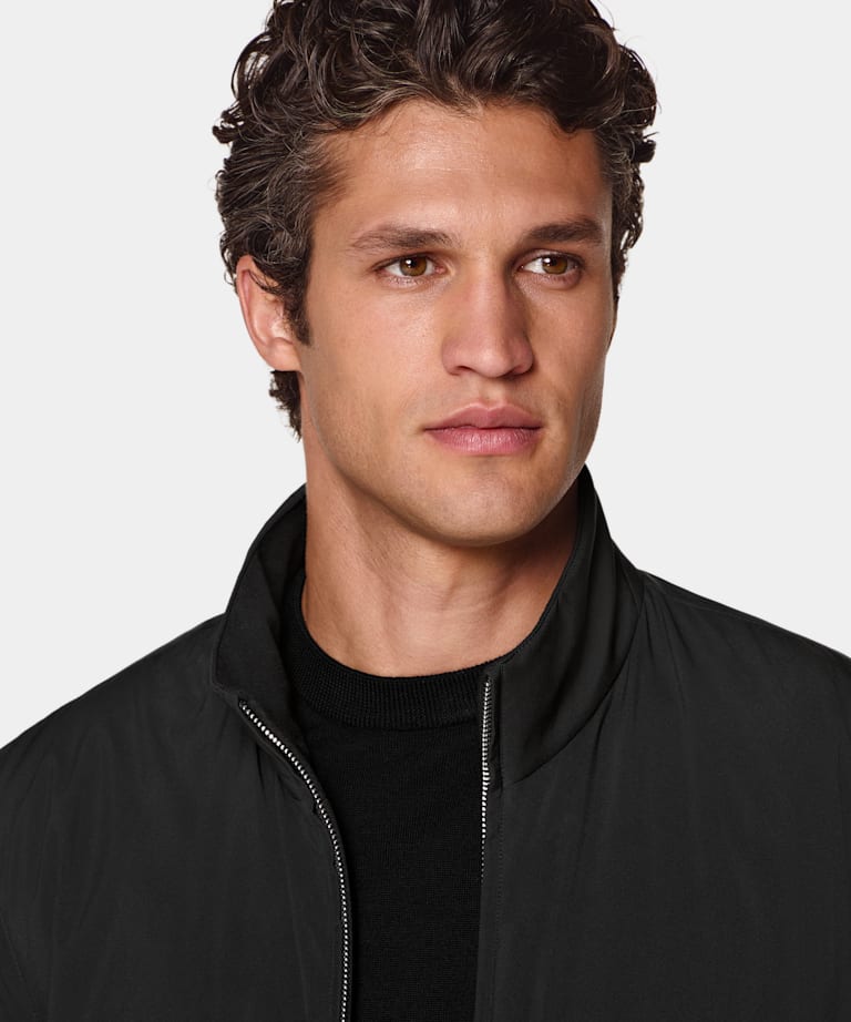 Black Reversible Bomber Jacket