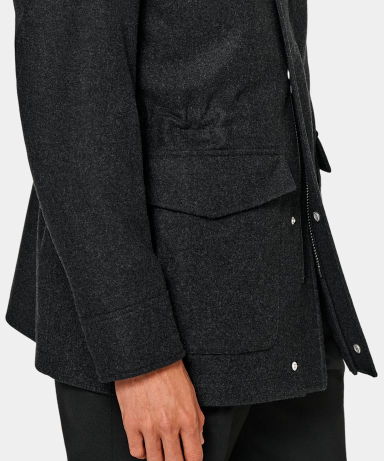 Parka acolchada gris oscuro