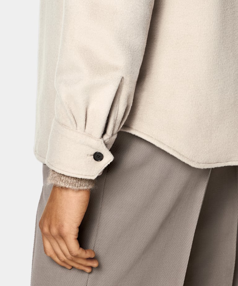 Giacca camicia taupe chiaro relaxed fit