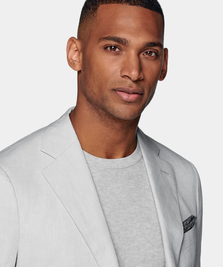 Light Grey Tailored Fit Havana Suit Jacket