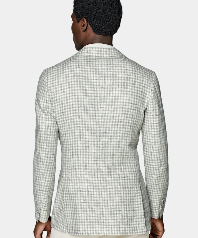 Light Grey Checked Tailored Fit Havana Blazer