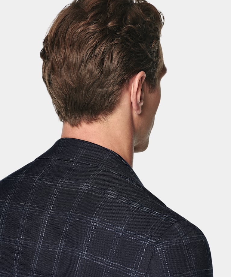 Navy Checked Tailored Fit Havana Blazer