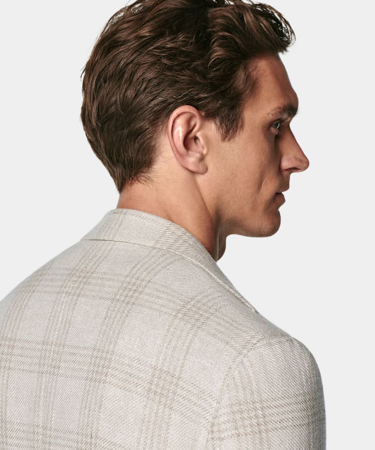 Blazer Roma gris topo claro a cuadros corte Relaxed