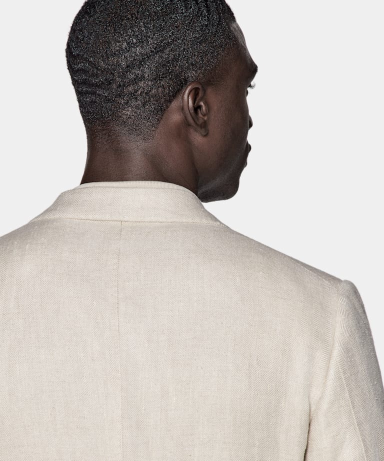 Blazer Milano coupe Tailored taupe clair à chevrons