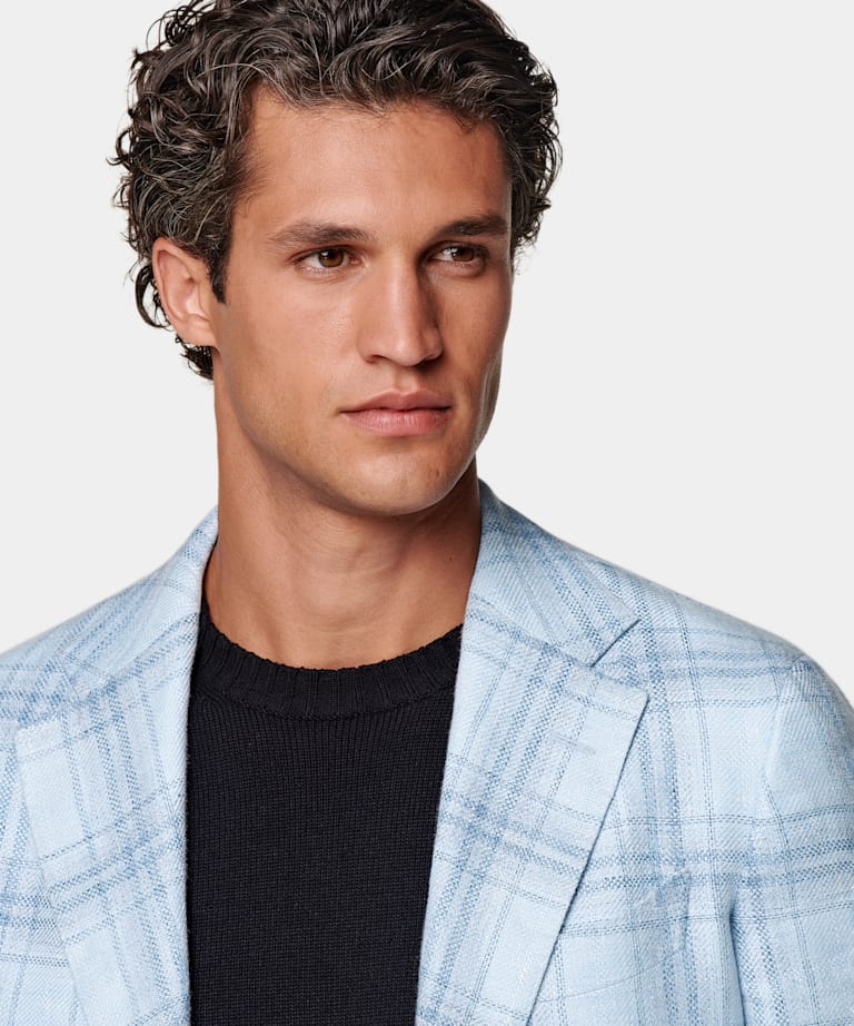 Blazer Havana azul claro a cuadros corte Tailored
