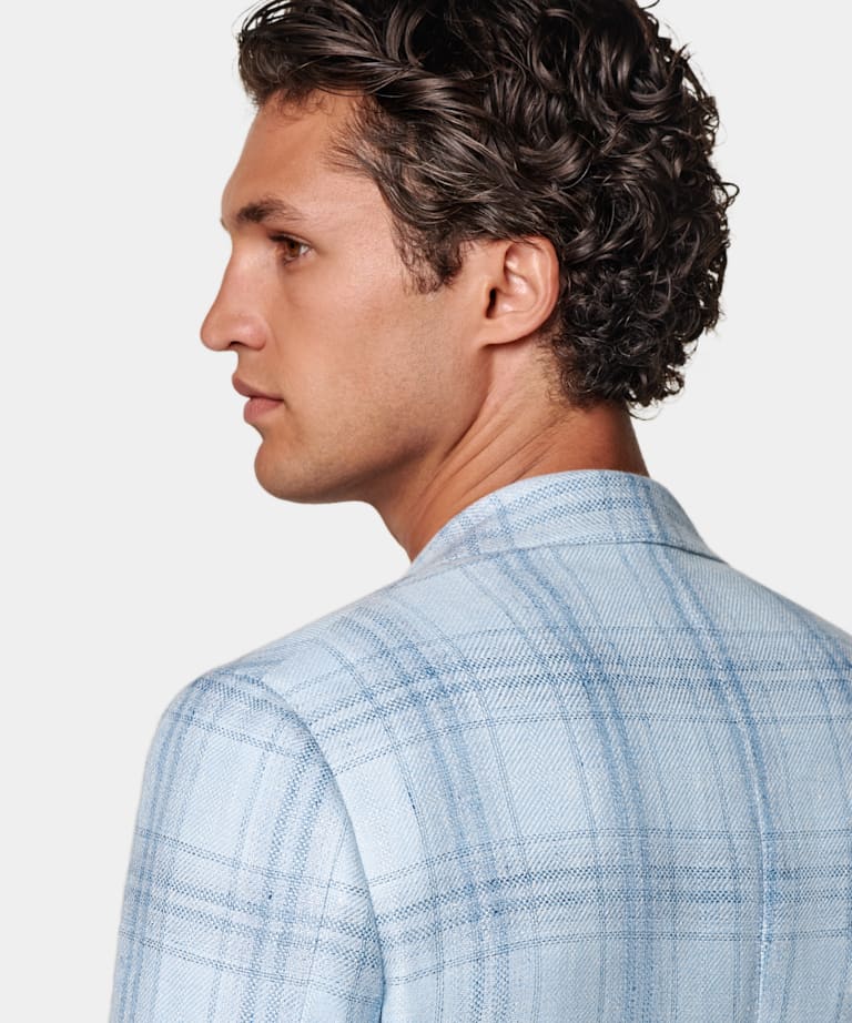 Blazer Havana azul claro a cuadros corte Tailored