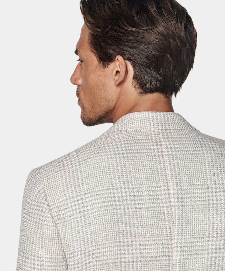 Blazer Roma gris claro a cuadros corte Relaxed
