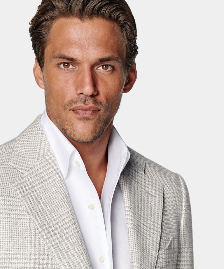 Light Grey Checked Relaxed Fit Roma Blazer