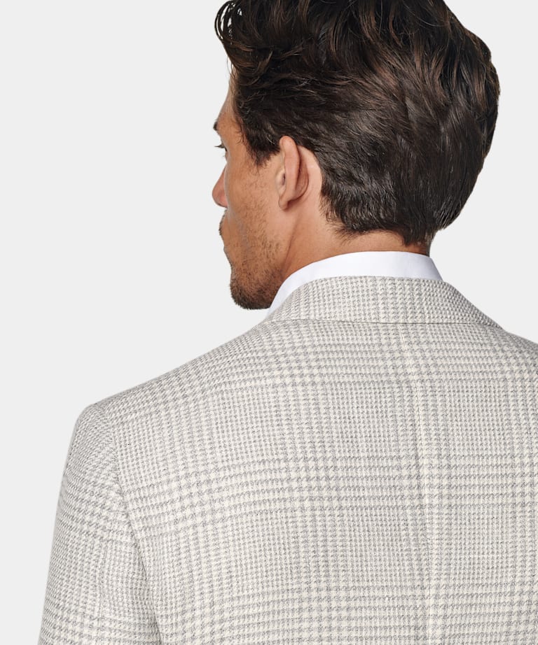 Light Grey Checked Relaxed Fit Roma Blazer