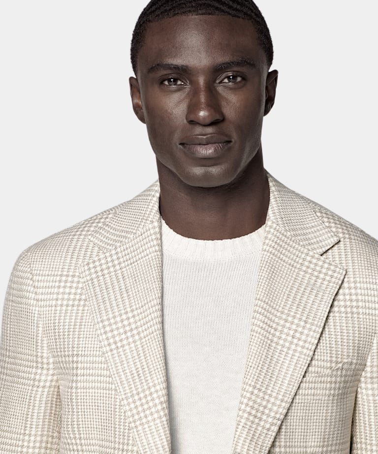 Light Brown Checked Relaxed Fit Roma Blazer