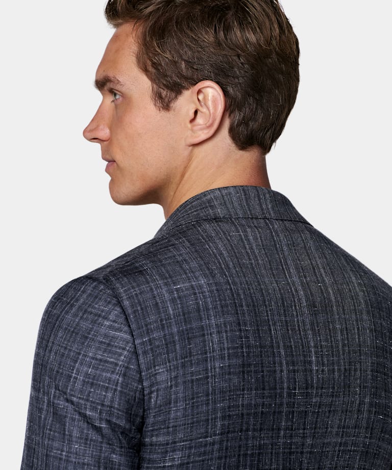 Navy Checked Tailored Fit Havana Blazer