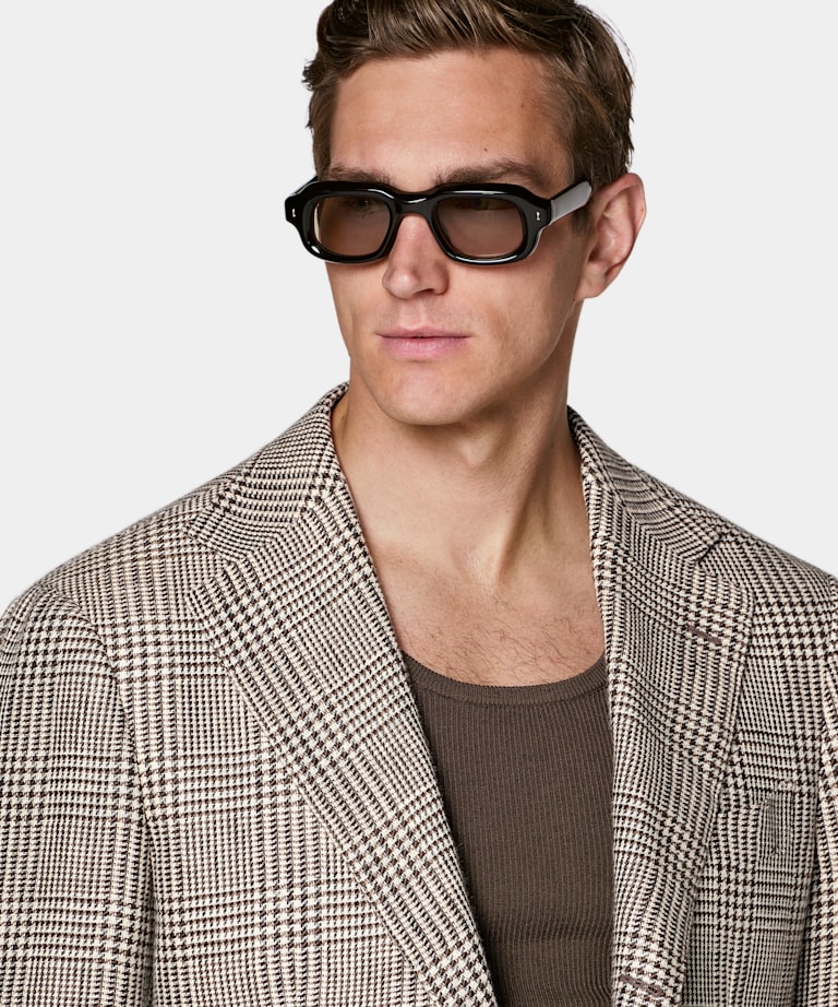 Blazer Roma coupe Relaxed marron moyen &agrave; carreaux