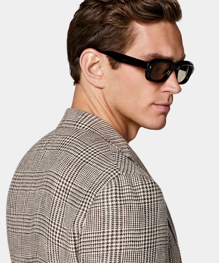 Blazer Roma coupe Relaxed marron moyen &agrave; carreaux