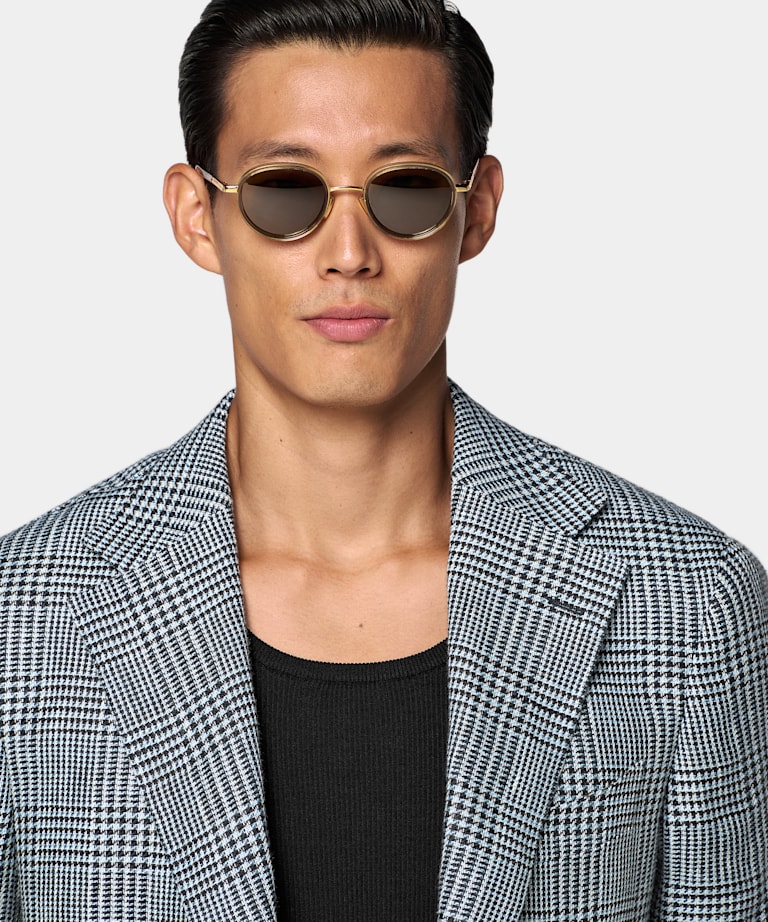 Veste Roma coupe relaxed bleu clair &agrave; carreaux