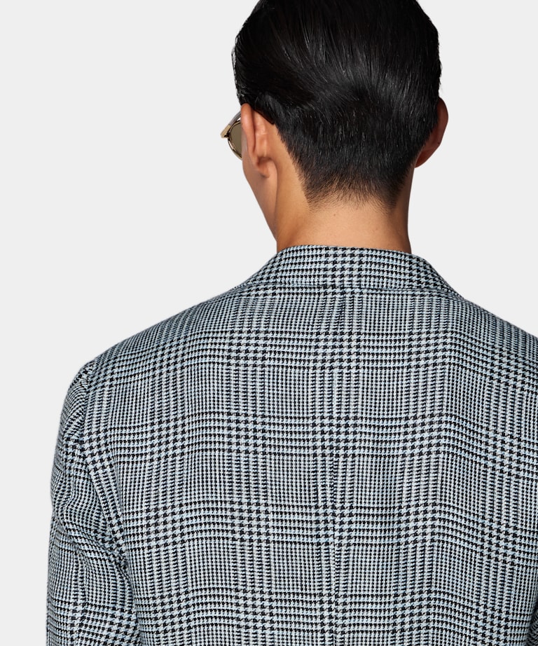 Veste Roma coupe relaxed bleu clair &agrave; carreaux