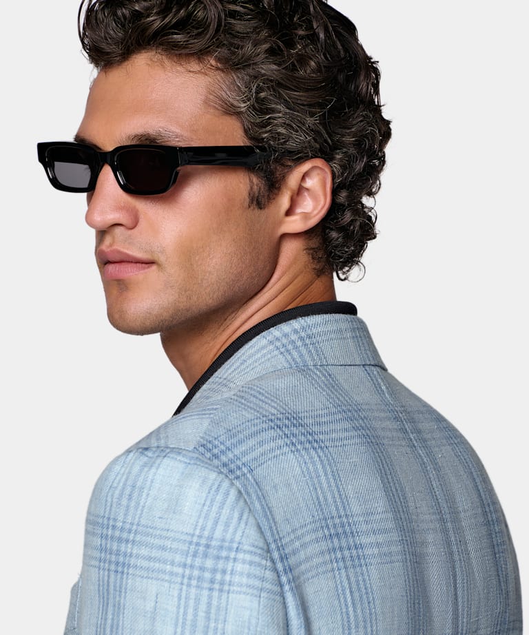 Blazer Havana azul claro a cuadros corte Tailored