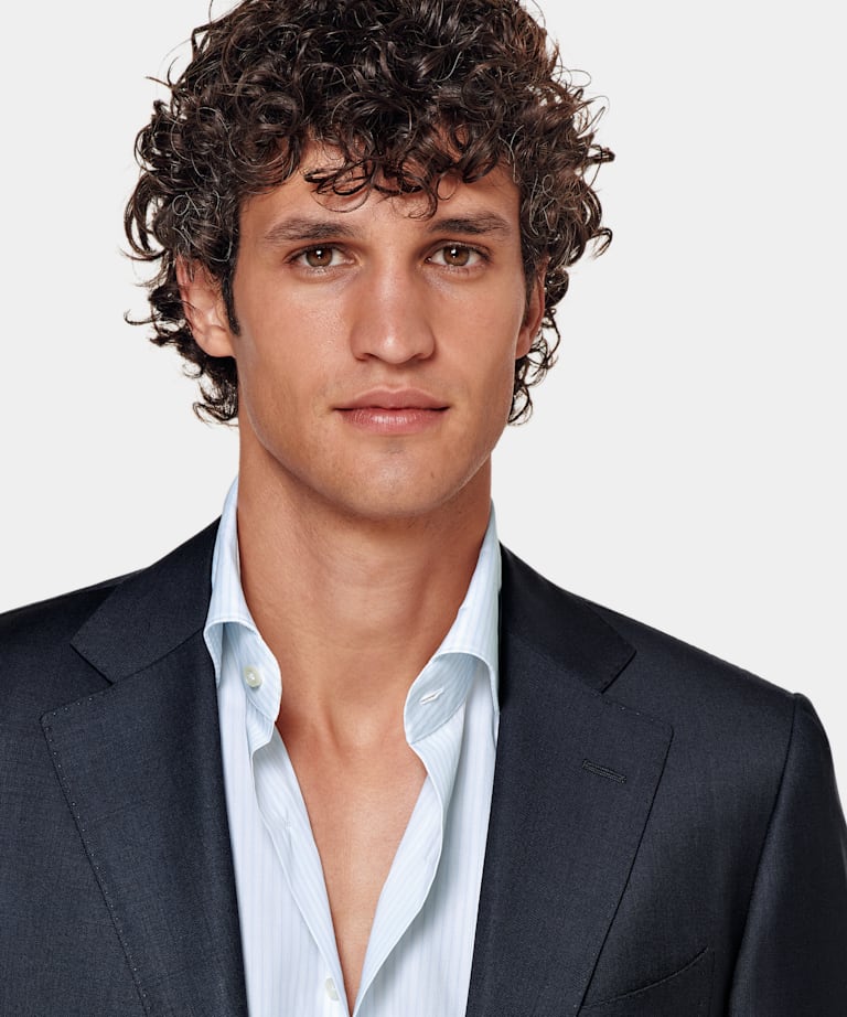 Navy Tailored Fit Lazio Suit Jacket