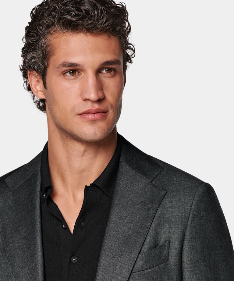 Dark Grey Tailored Fit Havana Suit Jacket