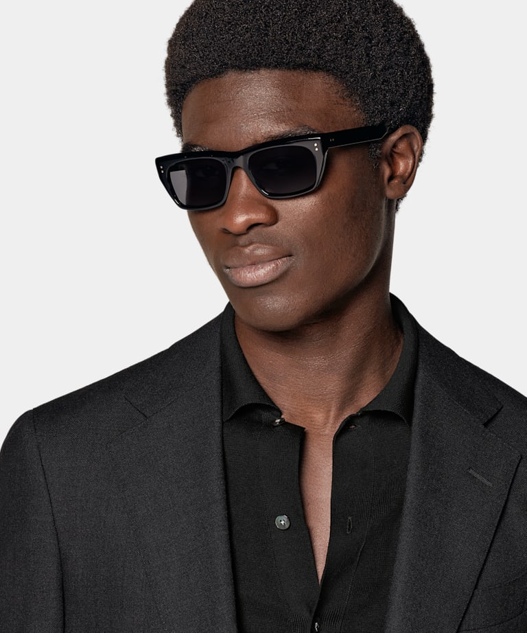 Dark Grey Tailored Fit Havana Suit Jacket
