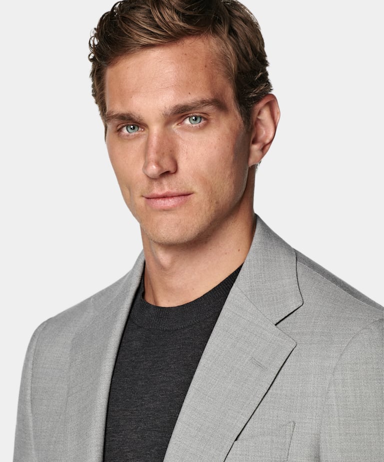 Light Grey Tailored Fit Havana Suit Jacket