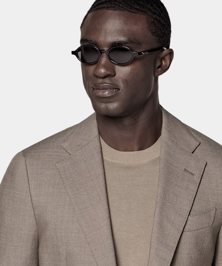 Taupe Tailored Fit Havana Suit Jacket