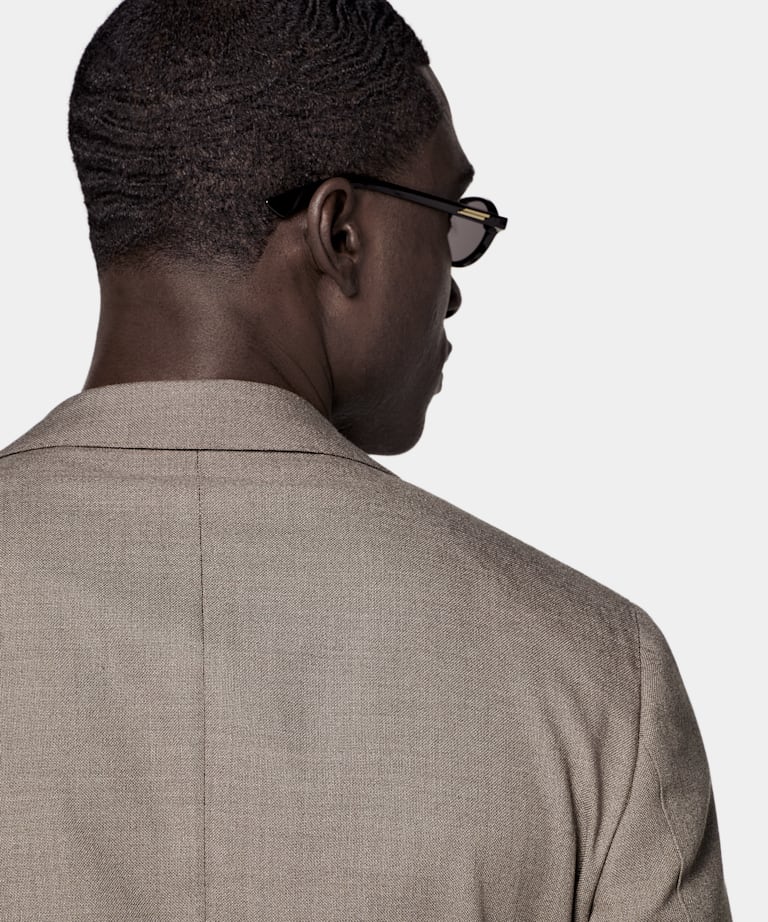 Taupe Tailored Fit Havana Suit Jacket