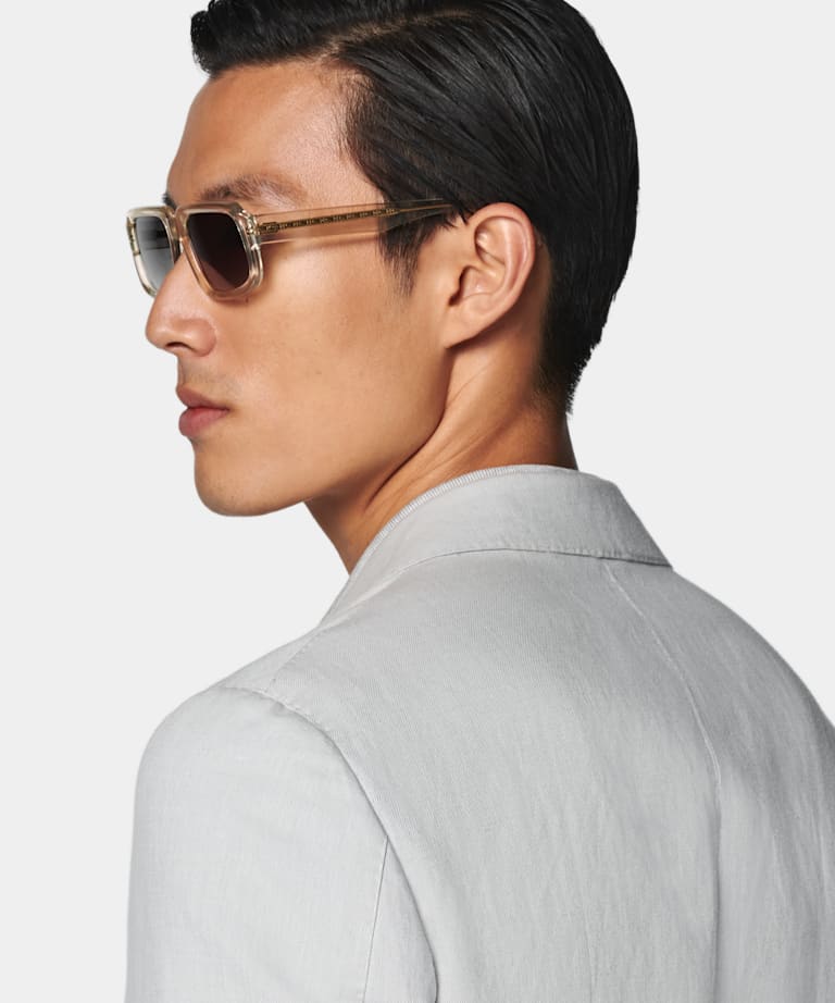 Light Grey Tailored Fit Havana Suit Jacket