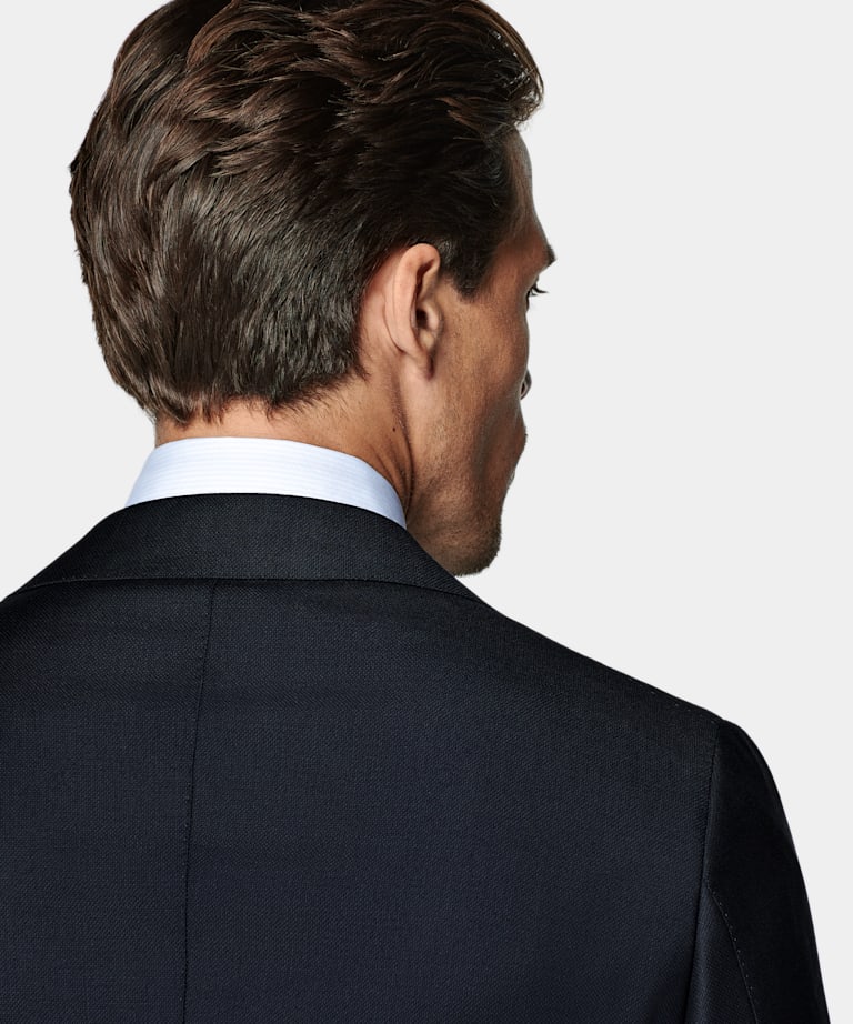 Navy Bird's Eye Tailored Fit Havana Suit Jacket