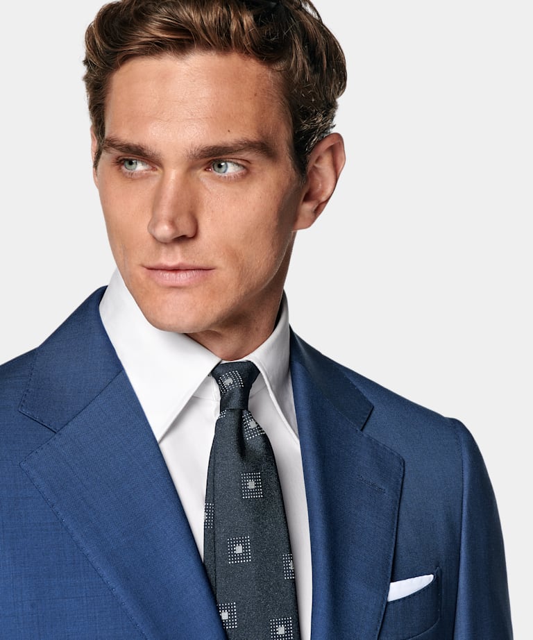 Mid Blue Tailored Fit Havana Suit Jacket