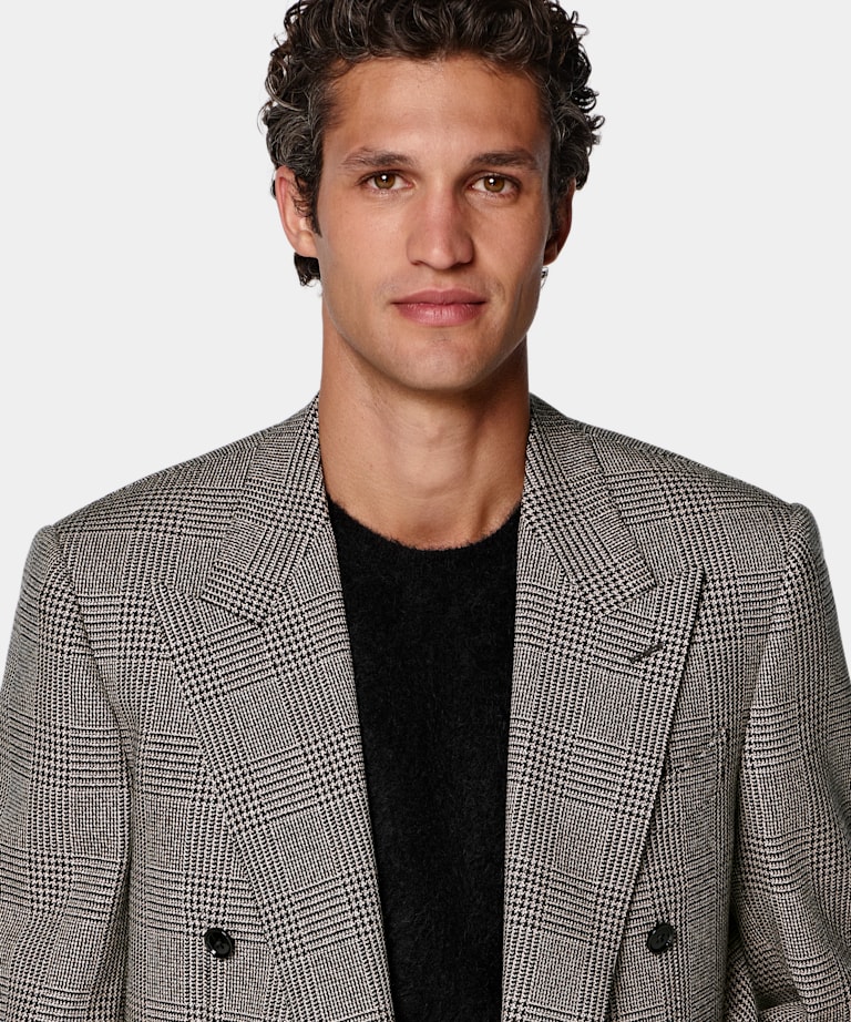 Mid Brown Checked Relaxed Fit Roma Blazer